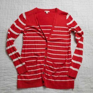 Womens Gap XSP red striped cardigan sweater